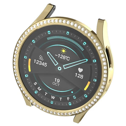 For Samsung Galaxy Watch7 40mm PC Watch Case Rhinestone Decor Hollow-Out Cover