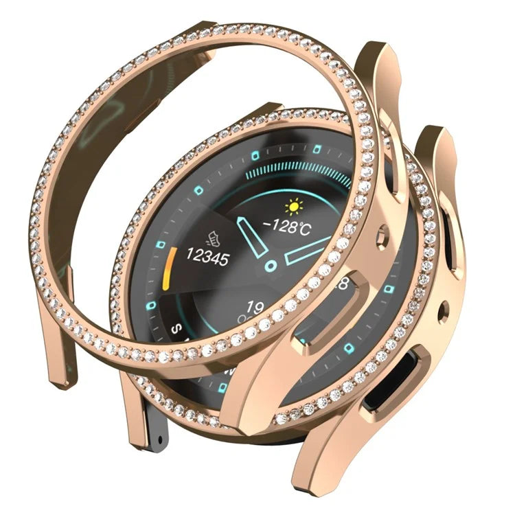 For Samsung Galaxy Watch7 40mm PC Watch Case Rhinestone Decor Hollow-Out Cover