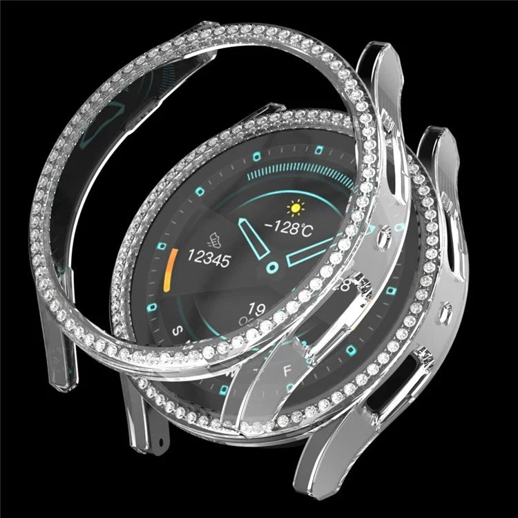 For Samsung Galaxy Watch7 40mm PC Watch Case Rhinestone Decor Hollow-Out Cover