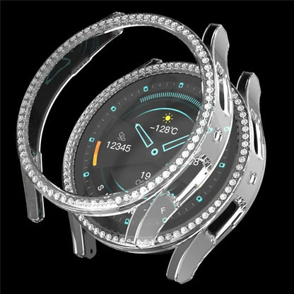 For Samsung Galaxy Watch7 40mm PC Watch Case Rhinestone Decor Hollow-Out Cover