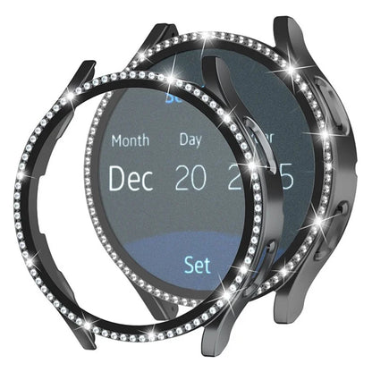 For Samsung Galaxy Watch7 44mm PC Watch Case Rhinestone Decor Cover with Tempered Glass Film