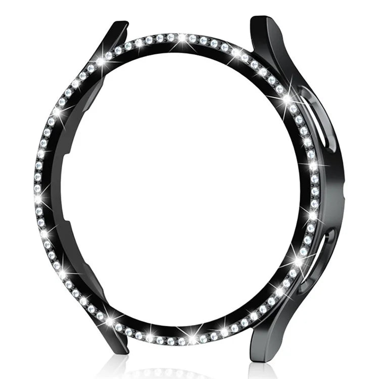 For Samsung Galaxy Watch7 44mm PC Watch Case Rhinestone Decor Cover with Tempered Glass Film