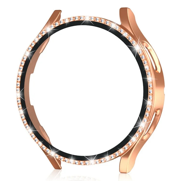 For Samsung Galaxy Watch7 44mm PC Watch Case Rhinestone Decor Cover with Tempered Glass Film