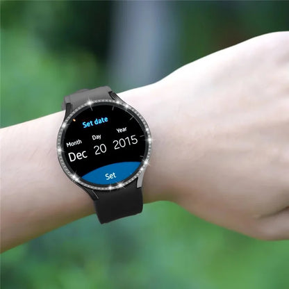 For Samsung Galaxy Watch7 40mm PC Watch Case Rhinestone Decor Cover with Tempered Glass Film