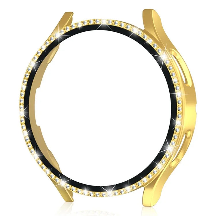 For Samsung Galaxy Watch7 40mm PC Watch Case Rhinestone Decor Cover with Tempered Glass Film