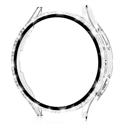 For Samsung Galaxy Watch7 40mm PC Watch Case Rhinestone Decor Cover with Tempered Glass Film