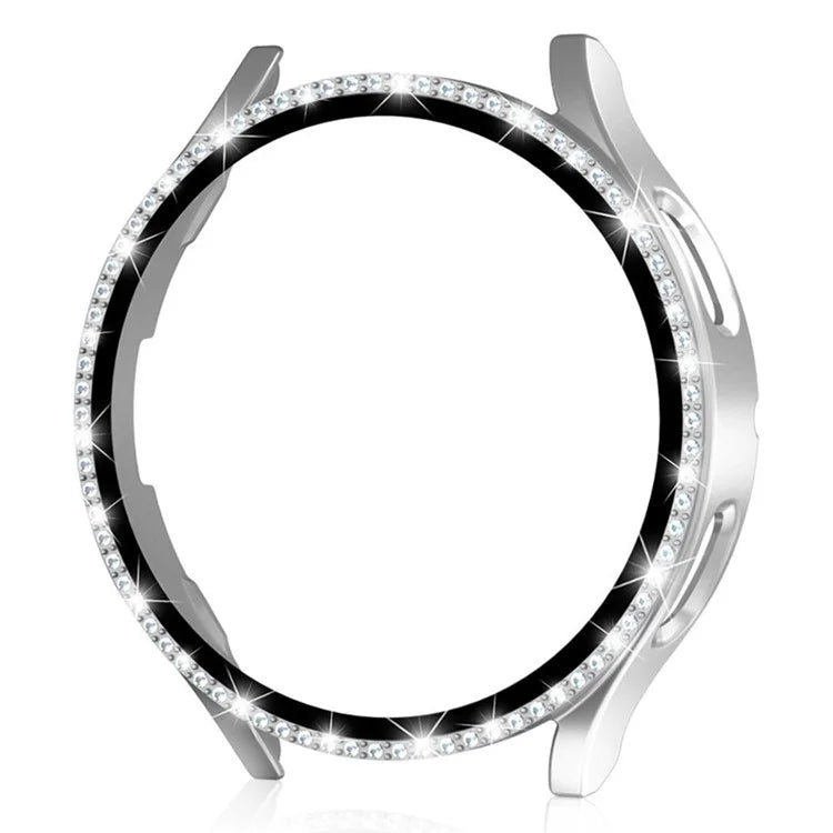 For Samsung Galaxy Watch7 40mm PC Watch Case Rhinestone Decor Cover with Tempered Glass Film