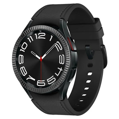 For Samsung Galaxy Watch6 Classic 47mm Bezel Ring Zinc Alloy Wave Pattern Bezel Adhesive Frame Cover