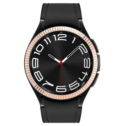 For Samsung Galaxy Watch6 Classic 47mm Bezel Ring Zinc Alloy Wave Pattern Bezel Adhesive Frame Cover