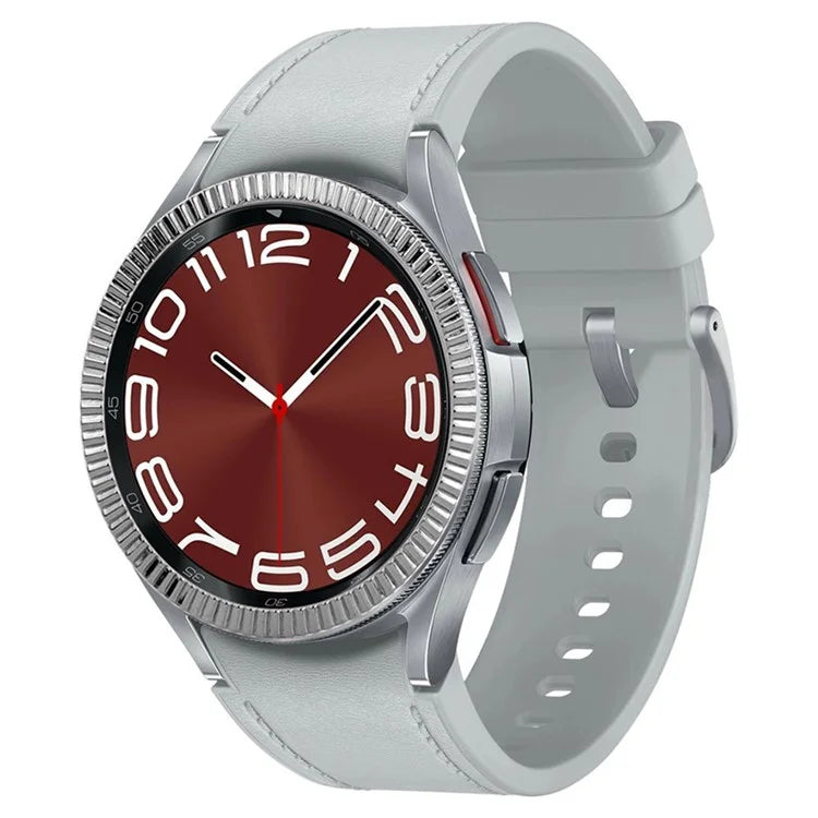 For Samsung Galaxy Watch6 Classic 47mm Bezel Ring Zinc Alloy Wave Pattern Bezel Adhesive Frame Cover