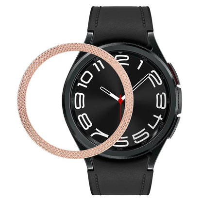 For Samsung Galaxy Watch6 Classic 47mm Bezel Ring Zinc Alloy Rhombus Pattern Bezel Adhesive Frame Cover