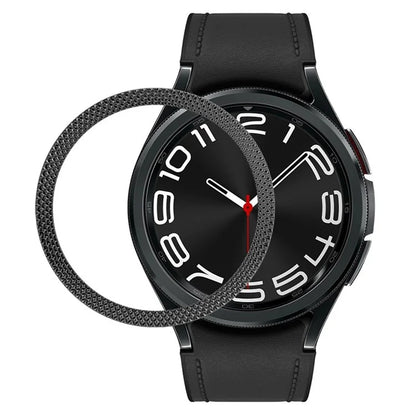For Samsung Galaxy Watch6 Classic 47mm Bezel Ring Zinc Alloy Rhombus Pattern Bezel Adhesive Frame Cover