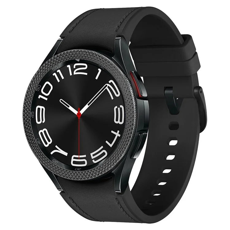 For Samsung Galaxy Watch6 Classic 47mm Bezel Ring Zinc Alloy Rhombus Pattern Bezel Adhesive Frame Cover