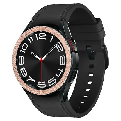 For Samsung Galaxy Watch6 Classic 43mm Bezel Ring Zinc Alloy Rhombus Pattern Bezel Adhesive Frame Cover