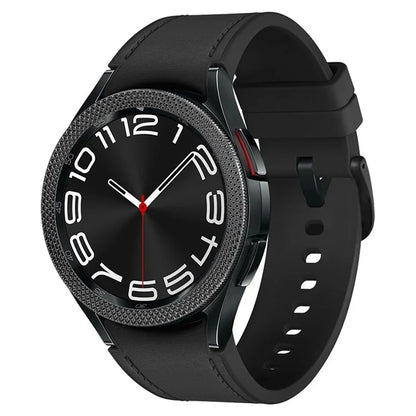 For Samsung Galaxy Watch6 Classic 43mm Bezel Ring Zinc Alloy Rhombus Pattern Bezel Adhesive Frame Cover