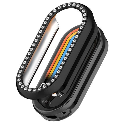 For Xiaomi Mi Band 9 / 9 NFC Rhinestone Decor Hollow-Out Cover PC Watch Frame Case