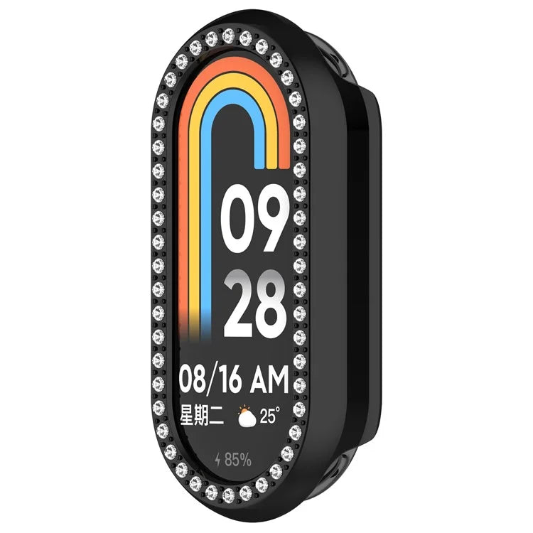 For Xiaomi Mi Band 9 / 9 NFC Rhinestone Decor Hollow-Out Cover PC Watch Frame Case