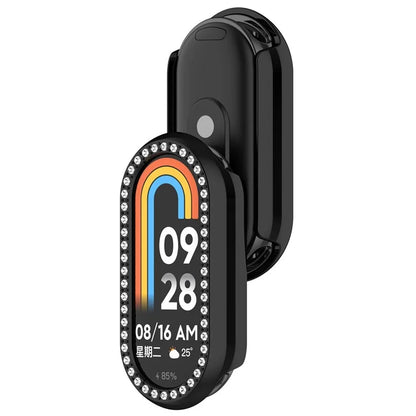 For Xiaomi Mi Band 9 / 9 NFC Rhinestone Decor Hollow-Out Cover PC Watch Frame Case