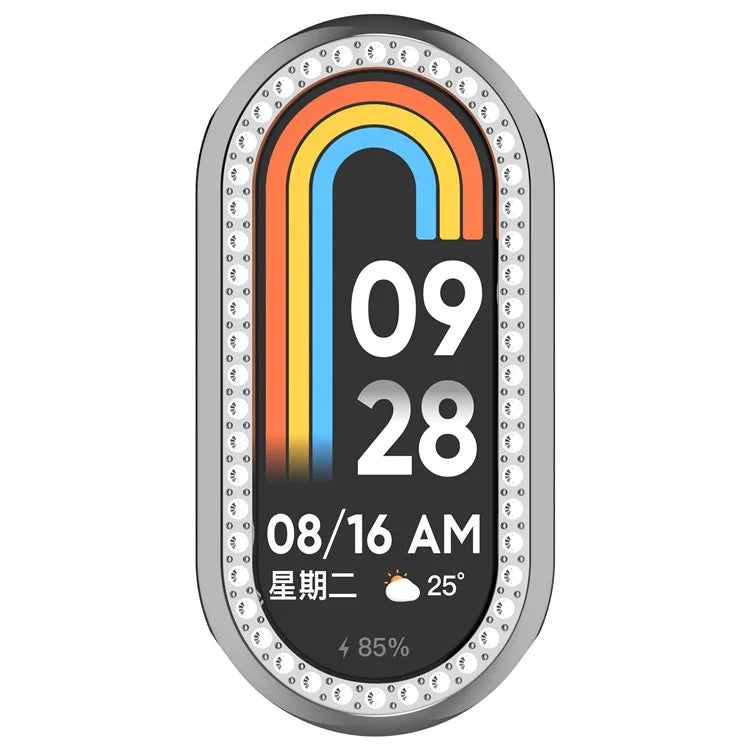 For Xiaomi Mi Band 9 / 9 NFC Rhinestone Decor Hollow-Out Cover PC Watch Frame Case
