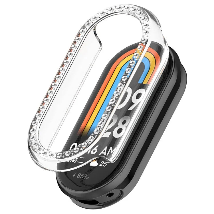 For Xiaomi Mi Band 9 / 9 NFC Rhinestone Decor Hollow-Out Cover PC Watch Frame Case