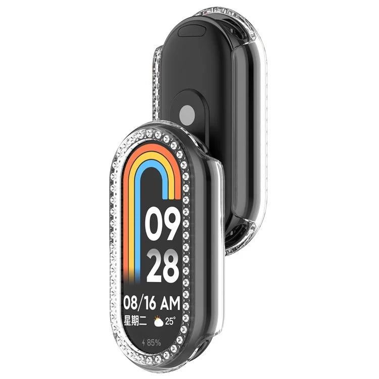 For Xiaomi Mi Band 9 / 9 NFC Rhinestone Decor Hollow-Out Cover PC Watch Frame Case