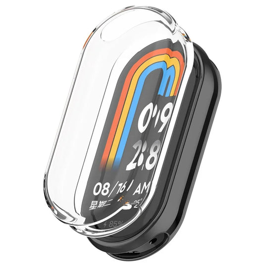 For Xiaomi Mi Band 9 NFC / 9 Full Protection Cover Anti-Scratch TPU Watch Frame Case - Transparent