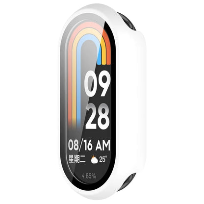 For Xiaomi Mi Band 9 / 9 NFC Glossy PC Cover Watch Frame Case with Tempered Glass Screen Film