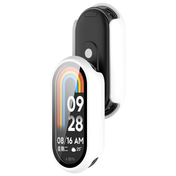 For Xiaomi Mi Band 9 / 9 NFC Glossy PC Cover Watch Frame Case with Tempered Glass Screen Film