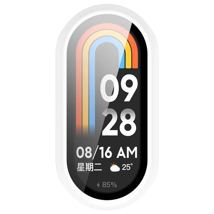 For Xiaomi Mi Band 9 / 9 NFC Glossy PC Cover Watch Frame Case with Tempered Glass Screen Film