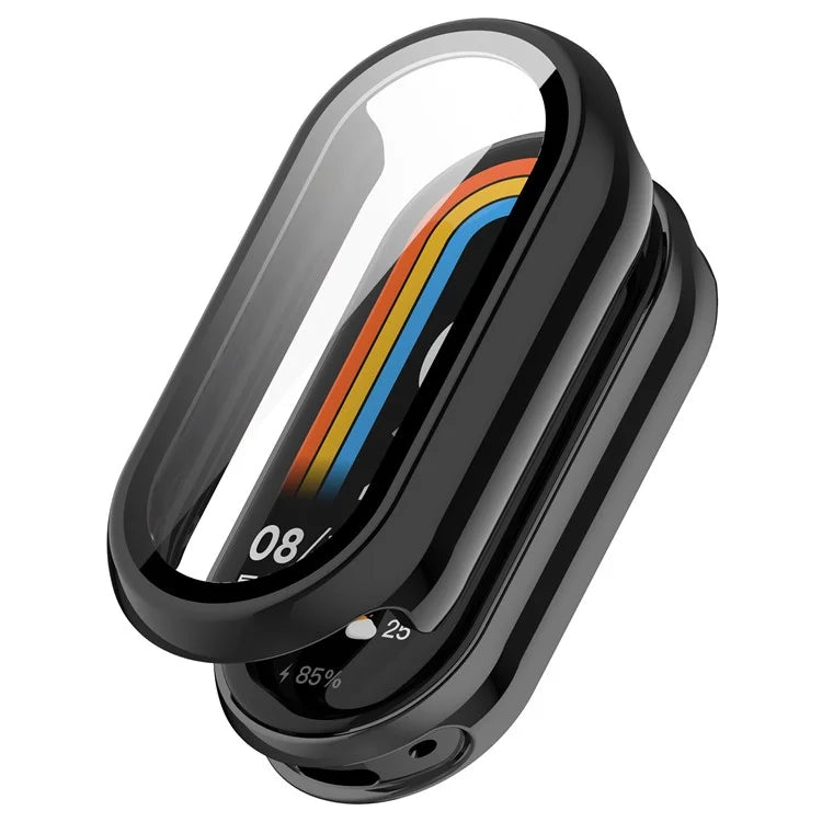 For Xiaomi Mi Band 9 / 9 NFC Glossy PC Cover Watch Frame Case with Tempered Glass Screen Film