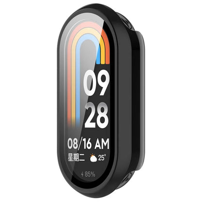 For Xiaomi Mi Band 9 / 9 NFC Glossy PC Cover Watch Frame Case with Tempered Glass Screen Film