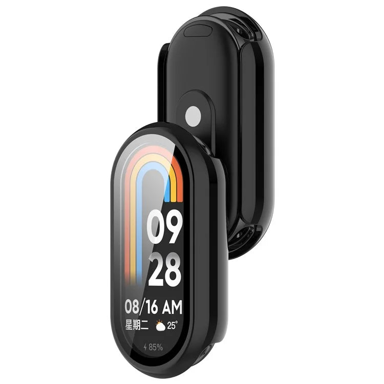 For Xiaomi Mi Band 9 / 9 NFC Glossy PC Cover Watch Frame Case with Tempered Glass Screen Film