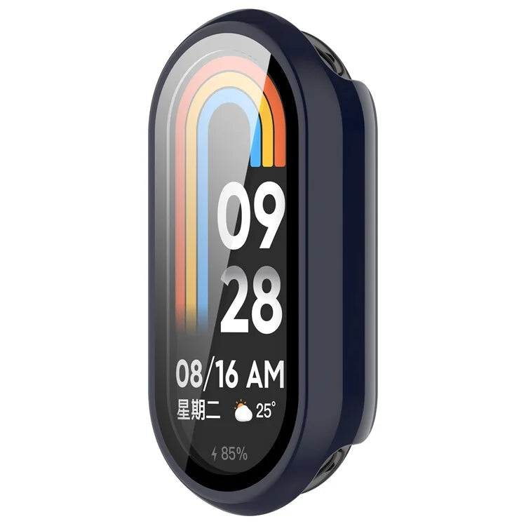 For Xiaomi Mi Band 9 / 9 NFC Glossy PC Cover Watch Frame Case with Tempered Glass Screen Film