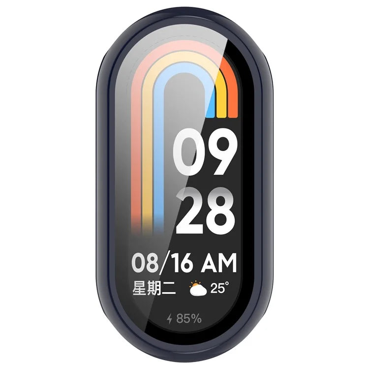 For Xiaomi Mi Band 9 / 9 NFC Glossy PC Cover Watch Frame Case with Tempered Glass Screen Film