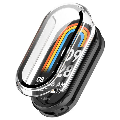 For Xiaomi Mi Band 9 / 9 NFC Glossy PC Cover Watch Frame Case with Tempered Glass Screen Film