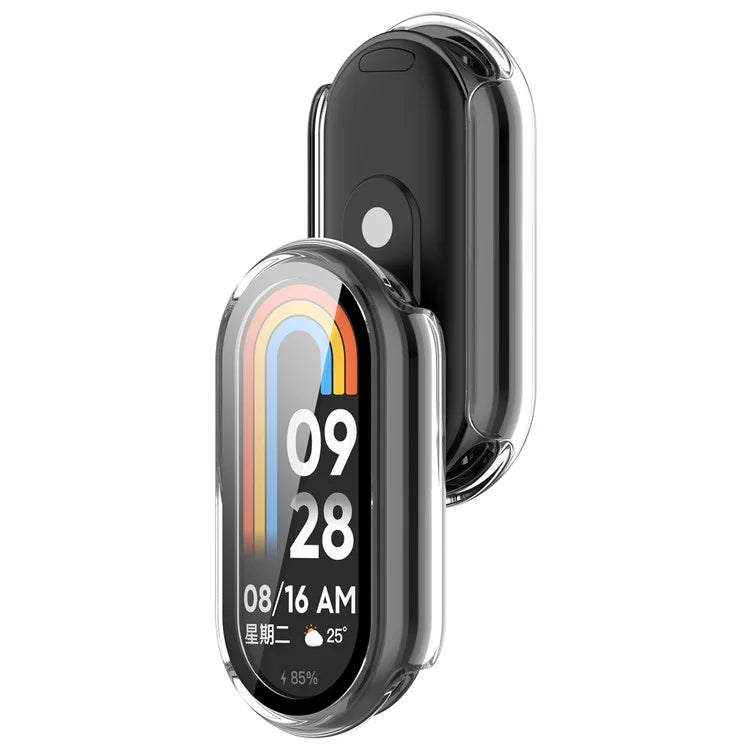 For Xiaomi Mi Band 9 / 9 NFC Glossy PC Cover Watch Frame Case with Tempered Glass Screen Film