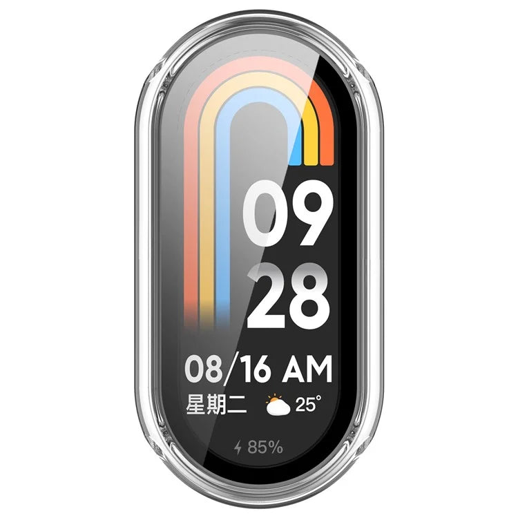 For Xiaomi Mi Band 9 / 9 NFC Glossy PC Cover Watch Frame Case with Tempered Glass Screen Film
