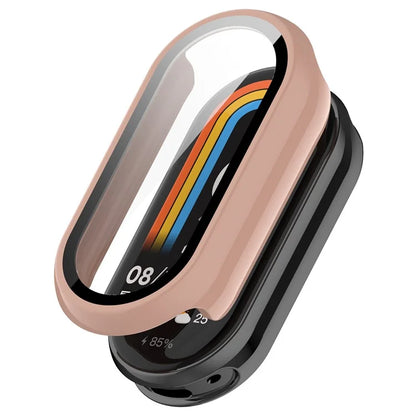 For Xiaomi Mi Band 9 / 9 NFC Glossy PC Cover Watch Frame Case with Tempered Glass Screen Film
