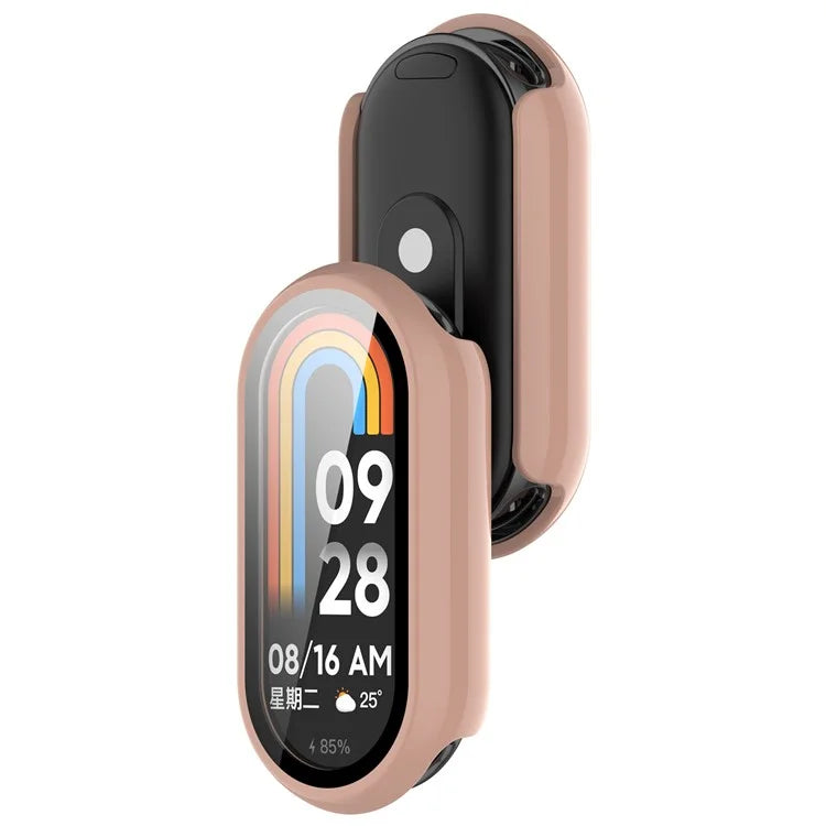 For Xiaomi Mi Band 9 / 9 NFC Glossy PC Cover Watch Frame Case with Tempered Glass Screen Film