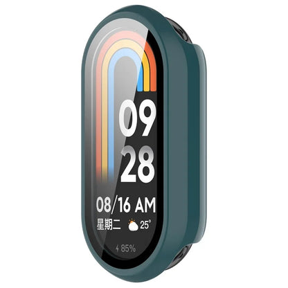 For Xiaomi Mi Band 9 / 9 NFC Glossy PC Cover Watch Frame Case with Tempered Glass Screen Film