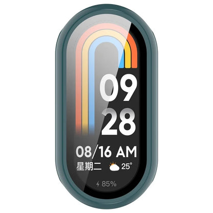 For Xiaomi Mi Band 9 / 9 NFC Glossy PC Cover Watch Frame Case with Tempered Glass Screen Film