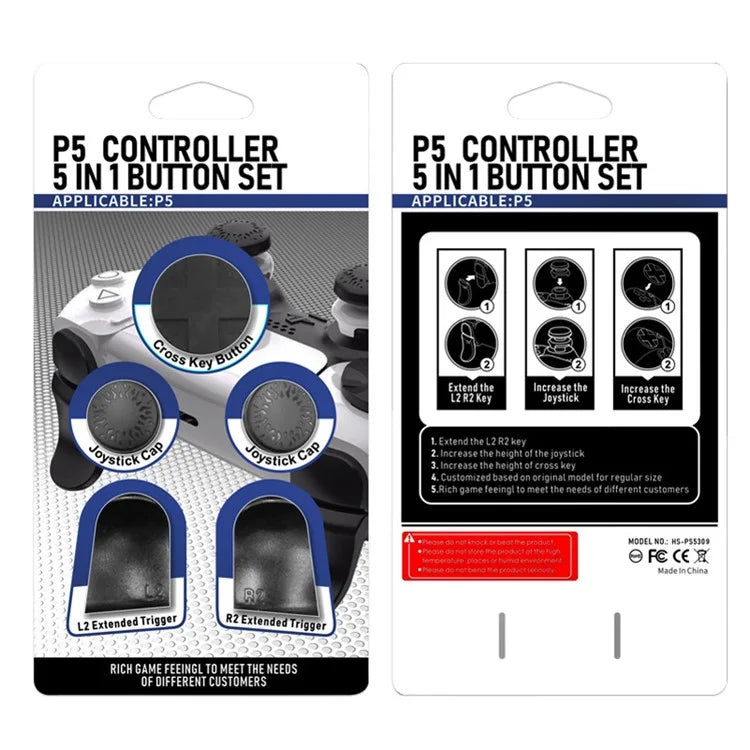 HONSON PS5309 For Sony PS5 / PS5 Slim Game Controller L2 R2 Button Extension Joystick Grip Riser Cap