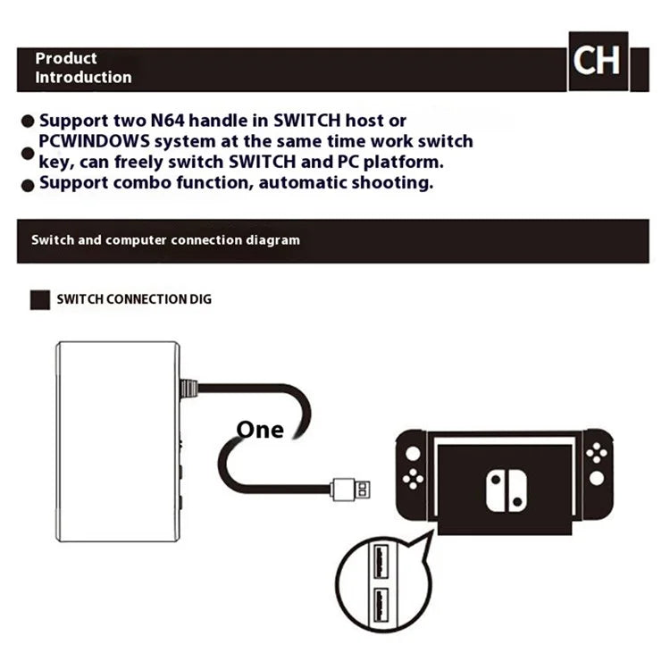 HONSON HS-N6420 For Nintendo Switch OLED USB Gamepad Adapter N64 Controller Converter