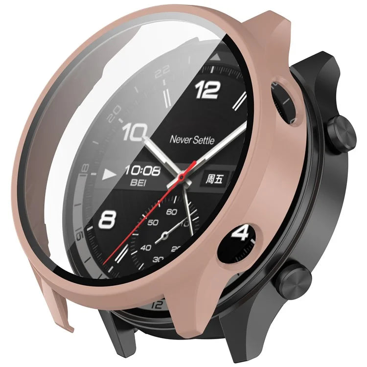 For OnePlus Watch 2R Case Hard PC Full Protective Watch Cover with Tempered Glass Film