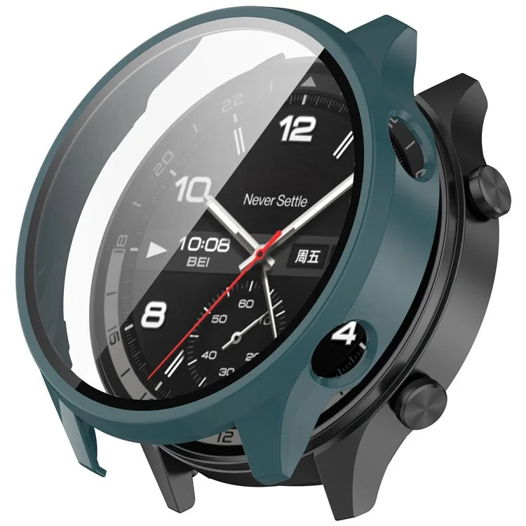 For OnePlus Watch 2R Case Hard PC Full Protective Watch Cover with Tempered Glass Film