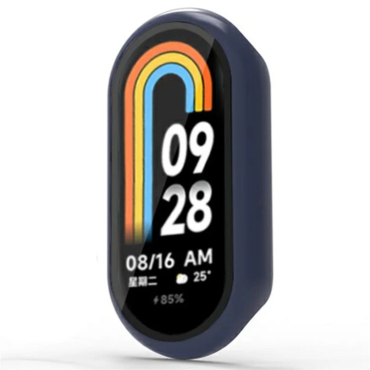 For Xiaomi Mi Band 9 Ceramic Edition Anti-Drop PC Watch Case with Built-In Tempered Glass Film