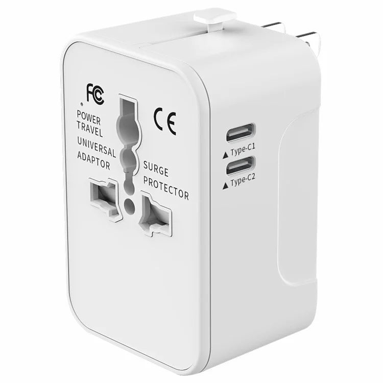 HHT202-2C 1xUSB+2x Type-C Charging Adapter Travel Universal Charger Converter