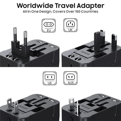 HH202-PD Universal Travel Charge Adapter Wall Plug with PD 20W Type-C + QC 18W USB