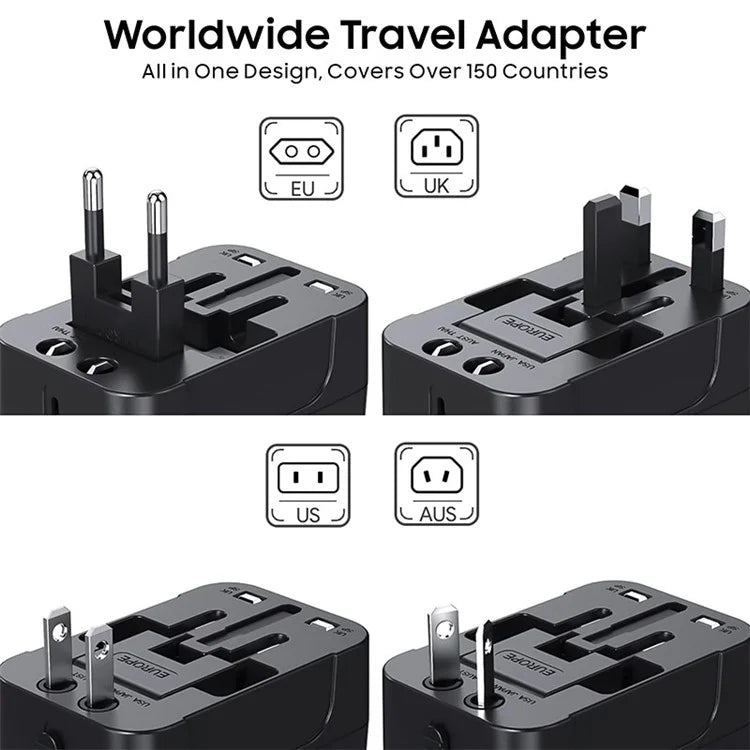 HH202-PD Universal Travel Charge Adapter Wall Plug with PD 20W Type-C + QC 18W USB