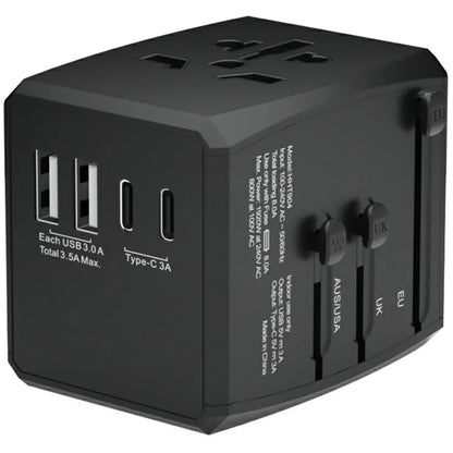 HH904 Worldwide Travel Charge Adapter Wall Plug Converter with 2 USB + 2 Type-C